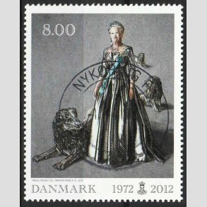 FRIMRKER DANMARK | 2012 - AFA 1694 - Dronning i 40 r - 8,00 Kr. flerfarvet - Pragt Stemplet 