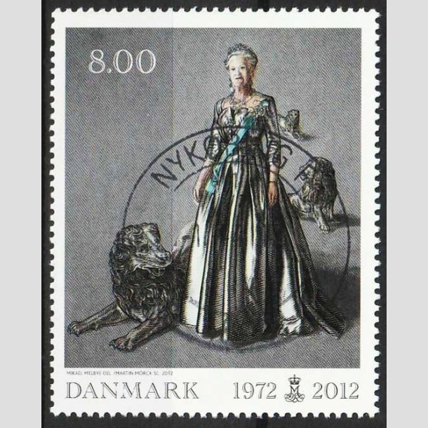 FRIMRKER DANMARK | 2012 - AFA 1694 - Dronning i 40 r - 8,00 Kr. flerfarvet - Pragt Stemplet 