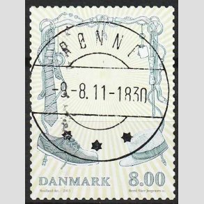 FRIM�RKER DANMARK | 2011 - AFA 1672 - Mode - 8,00 Kr. flerfarvet - Lux Stemplet R�nne