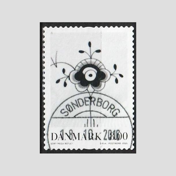 FRIM�RKER DANMARK | 2016 - AFA 1873 - Dansk porcel�n - 8,00 Kr. Sort Mega - Pragt Stemplet
