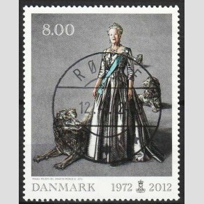 FRIMRKER DANMARK | 2012 - AFA 1694 - Dronning i 40 r - 8,00 Kr. flerfarvet - Lux Stemplet Rnne 