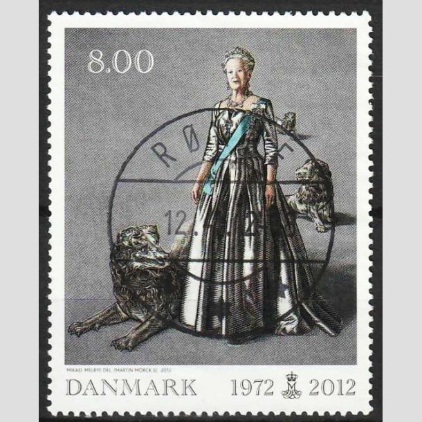FRIMRKER DANMARK | 2012 - AFA 1694 - Dronning i 40 r - 8,00 Kr. flerfarvet - Lux Stemplet Rnne 