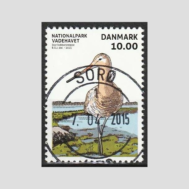FRIM�RKER DANMARK | 2015 - AFA 1807 - Nationalpark Vadehavet - 10,00 Kr. kobbersneppe - Lux Stemplet