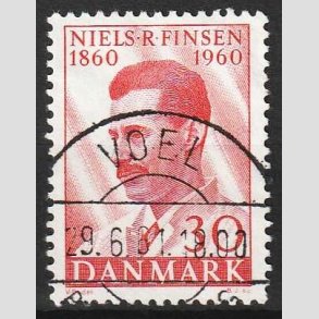 FRIM�RKER DANMARK | 1960 - AFA 387 - Niels R. Finsen - 30 �re r�d - Pragt Stemplet Voel