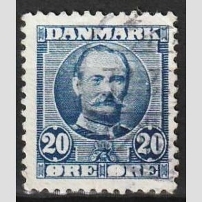 FRIM�RKER DANMARK | 1907 - AFA 56a - Frederik VIII 20 �re ultramarin - Stemplet