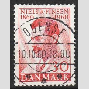 FRIM�RKER DANMARK | 1960 - AFA 387 - Niels R. Finsen - 30 �re r�d - Pragt Stemplet Odense