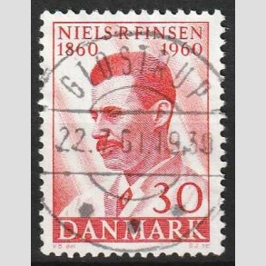 FRIM�RKER DANMARK | 1960 - AFA 387 - Niels R. Finsen - 30 �re r�d - Pragt Stemplet Glostrup