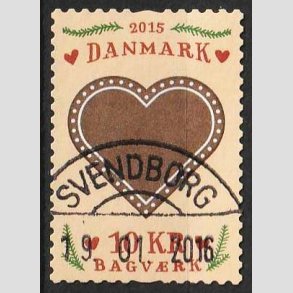 FRIM�RKER DANMARK | 2015 - AFA 1837 - Bagv�rk - 7,00 Kr. honninghjerte - Pragt Stemplet