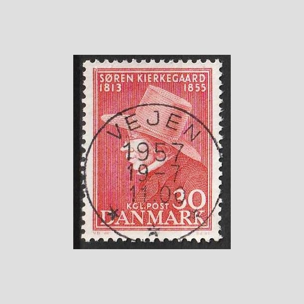 FRIM�RKER DANMARK | 1955 - AFA 365 - S�ren Kierkeghaard - 30 �re r�d - Pragt Stemplet Vejen