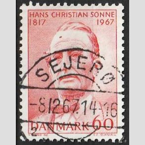 FRIM�RKER DANMARK | 1967 - AFA 466F - Chr. Sonne - 60 �re r�d FLOUR - Pragt Stemplet Sejer�
