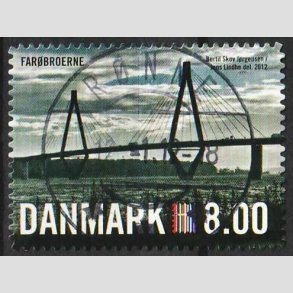 FRIM�RKER DANMARK | 2012 - AFA 1690a - Nordia 2012 - 8,00 Kr. flerfarvet - Pragt Stemplet R�nne