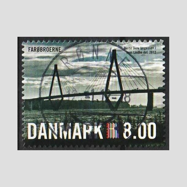 FRIM�RKER DANMARK | 2012 - AFA 1690a - Nordia 2012 - 8,00 Kr. flerfarvet - Pragt Stemplet R�nne