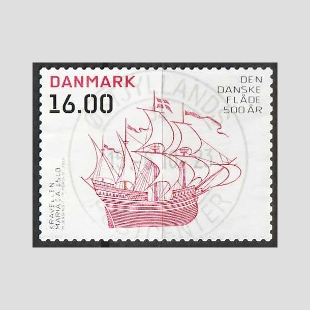 FRIMRKER DANMARK | 2010 - AFA 1624E - Danske flde 500 r - 16,00 Kr. flerfarvet - Pragt Stemplet 