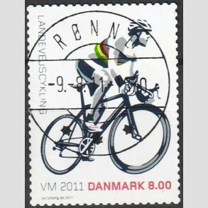 FRIM�RKER DANMARK | 2011 - AFA 1674 - WM i landevejscykling - 8,00 Kr. flerfarvet - Lux Stemplet