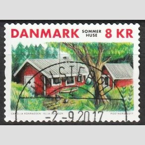 FRIM�RKER DANMARK | 2017 - AFA 1912 - Sommerhuse - 8,00 kr. - Pragt Stemplet Holstebro