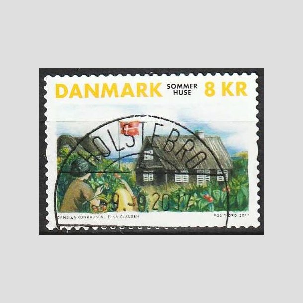 FRIM�RKER DANMARK | 2017 - AFA 1911 - Sommerhuse - 8,00 kr. flerfarvet - Pragt Stemplet Holstebro