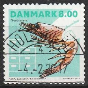 FRIM�RKER DANMARK | 2017 - AFA 1888 - Skaldyr - 8,00 kr. flerfarvet - Pragt Stemplet 