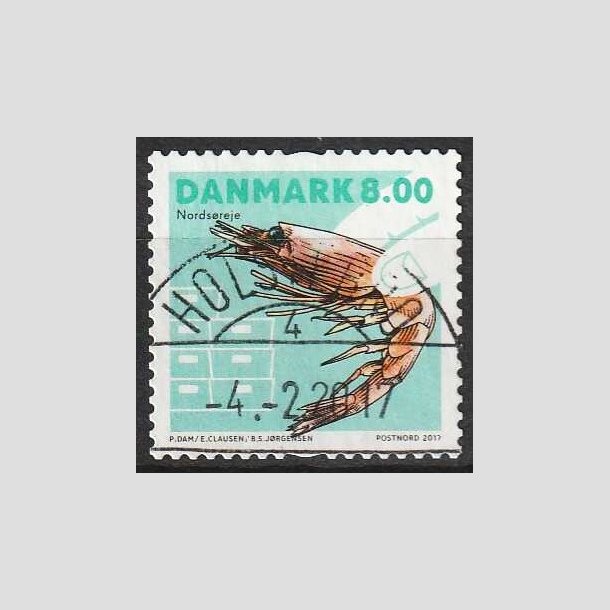 FRIM�RKER DANMARK | 2017 - AFA 1888 - Skaldyr - 8,00 kr. flerfarvet - Pragt Stemplet 