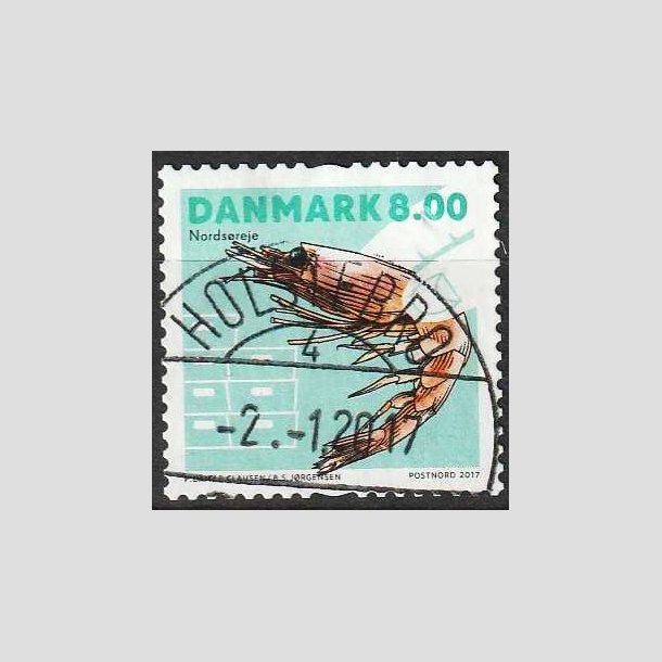 FRIM�RKER DANMARK | 2017 - AFA 1888 - Skaldyr - 8,00 kr. flerfarvet - Pragt Stemplet 