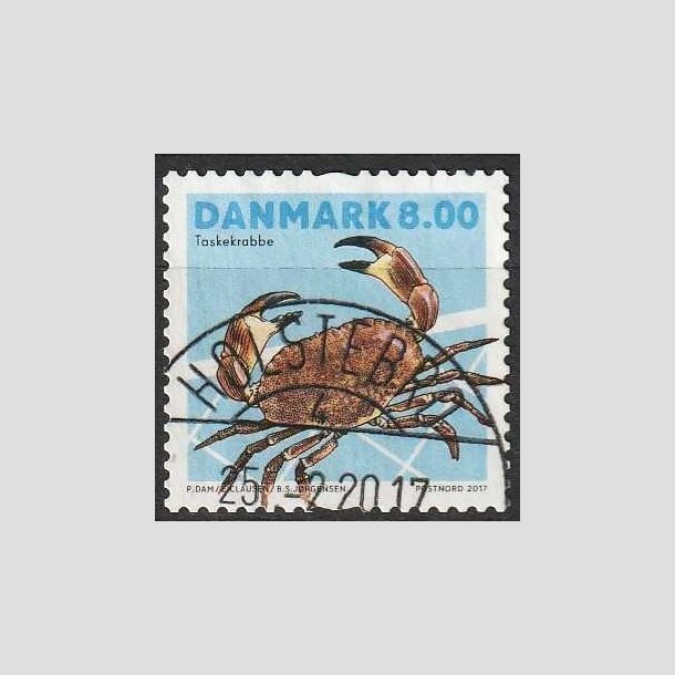 FRIM�RKER DANMARK | 2017 - AFA 1886 - Skaldyr - 8,00 kr. flerfarvet - Pragt Stemplet