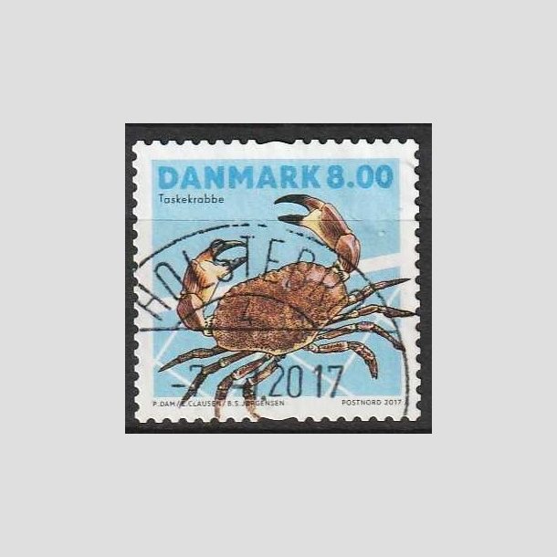 FRIM�RKER DANMARK | 2017 - AFA 1886 - Skaldyr - 8,00 kr. flerfarvet - Pragt Stemplet