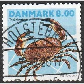 FRIM�RKER DANMARK | 2017 - AFA 1886 - Skaldyr - 8,00 kr. flerfarvet - Pragt Stemplet