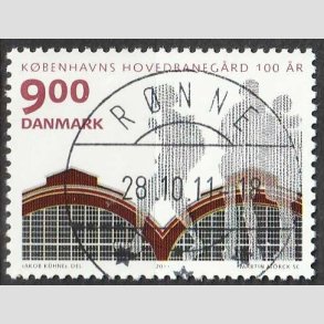 FRIM�RKER DANMARK | 2011 - AFA 1677A - KBH Hovedbaneg�rd 100 �r - 9,00 Kr. - Lux Stemplet R�nne