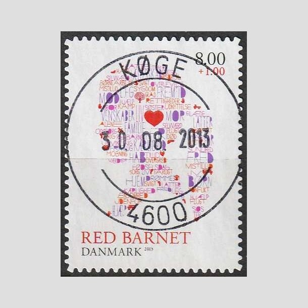 FRIMRKER DANMARK | 2013 - AFA 1747a - Red Barnet - 8,00 + 1,00 Kr. flerfarvet - Pragt Stemplet Kge