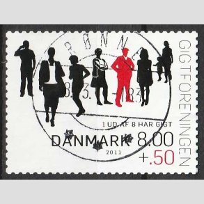 FRIMRKER DANMARK | 2011 - AFA 1646E - Gigtforeningen - 8,00 Kr. + 0,50 Kr. - Pragt Stemplet Rnne