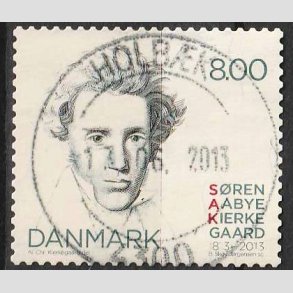 FRIM�RKER DANMARK | 2013 - AFA 1740 - S�ren Kierkegaard 200 �r. - 8,00 Kr. - Pragt Stemplet Holb�k