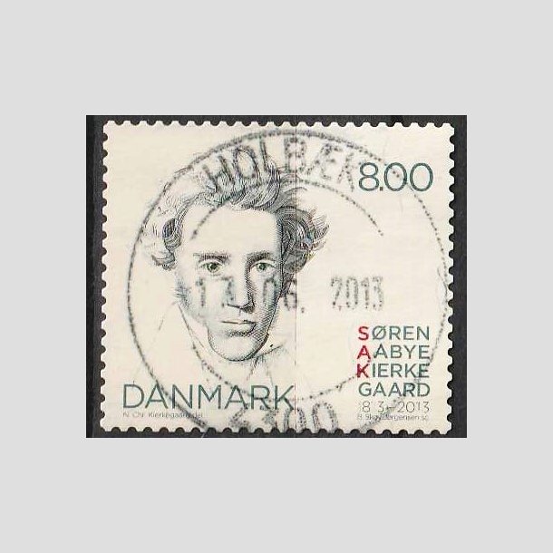 FRIM�RKER DANMARK | 2013 - AFA 1740 - S�ren Kierkegaard 200 �r. - 8,00 Kr. - Pragt Stemplet Holb�k