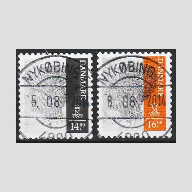 FRIMRKER DANMARK | 2012/13 - AFA 1688+1737 - Dronning Margrethe II - 14 + 16 kr.  - Pragt Stemplet