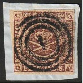 FRIMRKER DANMARK | 1852 - AFA 1 - 4 R.B.S Ia rdbrun - Thiele I p klip - Stemplet