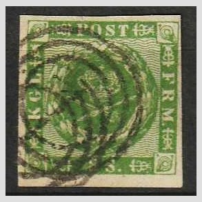 FRIMRKER DANMARK | 1858-62 - AFA 8 - 8 Skilling grn - Stemplet