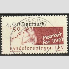 FRIMRKER DANMARK | 2002 - AFA 1314 - LEV - 4,00 Kr. + 50 re rd/sort - Pragt Stemplet