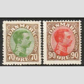 FRIMRKER DANMARK | 1918-20 - AFA 108+109 - Chr. X 70 + 90 re - Postfrisk