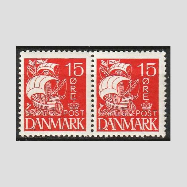 FRIMRKER DANMARK | 1927 - AFA 169 - Karavel 15 re rd i parstykke - Postfrisk