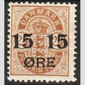 FRIMRKER DANMARK | 1904 - AFA 41z - 15/24 re brun provisorier med VARIANT - Postfrisk