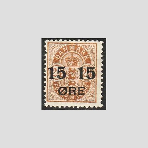 FRIMRKER DANMARK | 1904 - AFA 41z - 15/24 re brun provisorier med VARIANT - Postfrisk