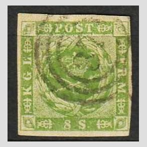 FRIMRKER DANMARK | 1854-57 - AFA 5 - 8 Skilling grn - Stemplet