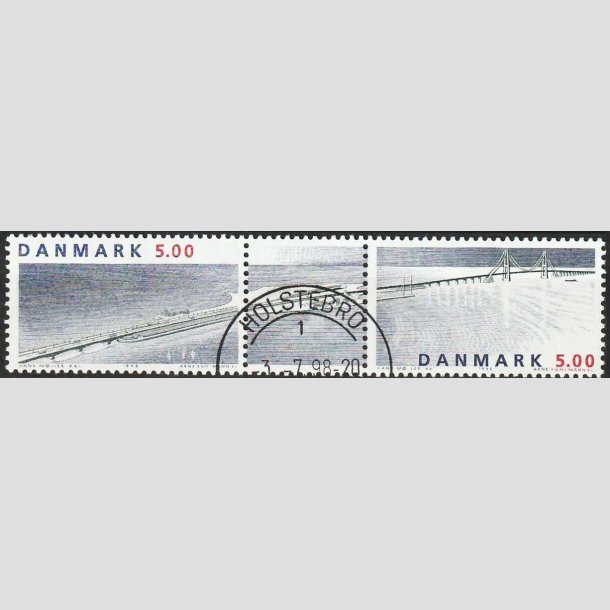 FRIM�RKER DANMARK | 1998 - AFA 1174-75 - Sammentryk med vignet - 5,00 Kr. - Pragt Stemplet 