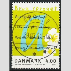 FRIMRKER DANMARK | 2001 - AFA 1281 - Brug sproget - 4,00 Kr. flerfarvet - Lux Stemplet Grlev