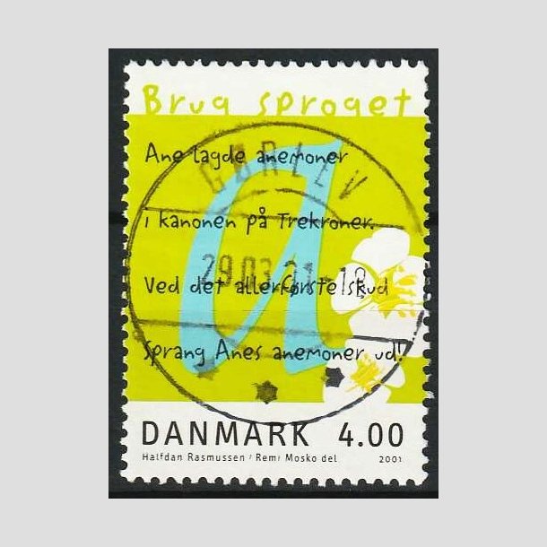 FRIM�RKER DANMARK | 2001 - AFA 1281 - Brug sproget - 4,00 Kr. flerfarvet - Lux Stemplet G�rlev