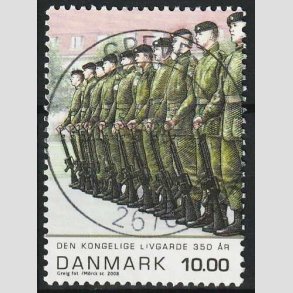 FRIM�RKER DANMARK | 2008 - AFA 1534 - Livgarden 350 �r. - 10,00 Kr. flerfarvet - Lux Stemplet Greve