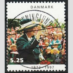 FRIMRKER DANMARK | 1997 - AFA 1137 - Margrethe 25 rs regeringsjubilun - 5,25 Kr. - Pragt Stemplet