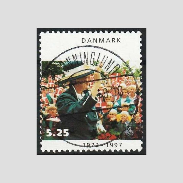 FRIMRKER DANMARK | 1997 - AFA 1137 - Margrethe 25 rs regeringsjubilun - 5,25 Kr. - Pragt Stemplet