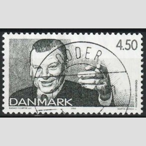 FRIM�RKER DANMARK | 1999 - AFA 1213 - Dansk revy - 4,50 Kr. gr�n - Pragt Stemplet Odder