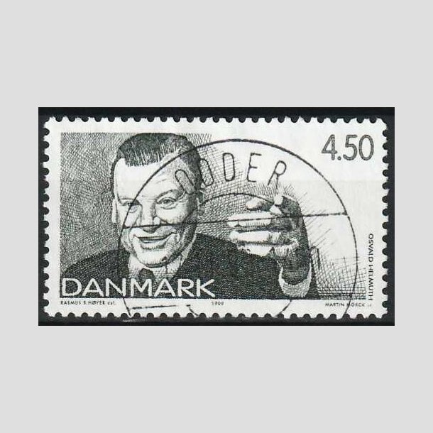 FRIM�RKER DANMARK | 1999 - AFA 1213 - Dansk revy - 4,50 Kr. gr�n - Pragt Stemplet Odder