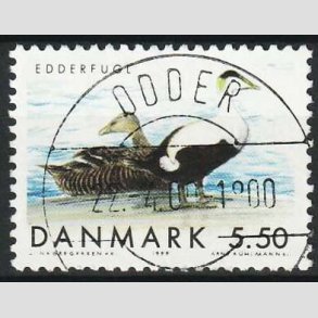 FRIM�RKER DANMARK | 1999 - AFA 1224 - Danske tr�kfugle - 5,50 Kr. Edderfugl - Pragt Stemplet Odder