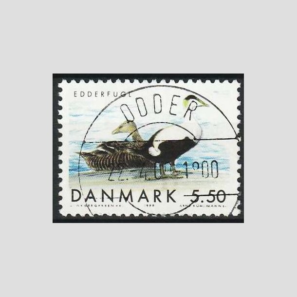 FRIM�RKER DANMARK | 1999 - AFA 1224 - Danske tr�kfugle - 5,50 Kr. Edderfugl - Pragt Stemplet Odder